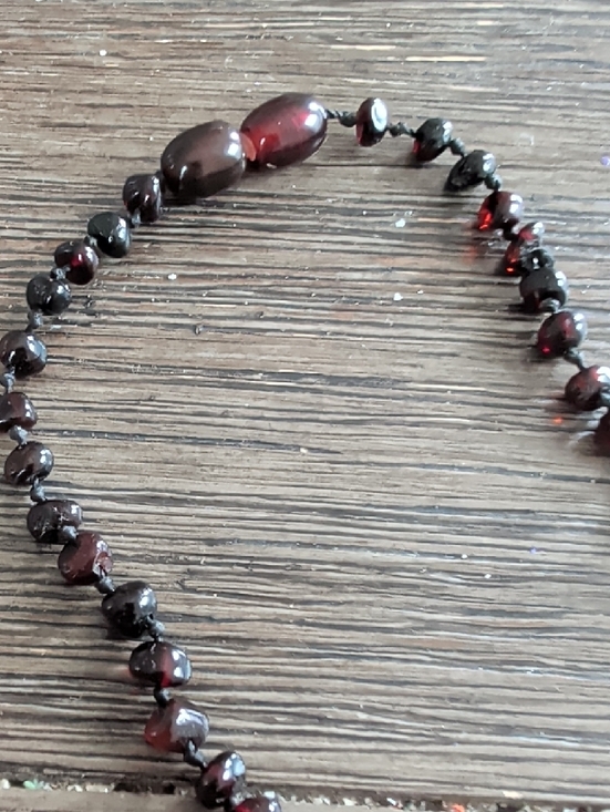 Real Baby Size Hand Knotted Congac Amber Beaded Necklace - Picture 3 of 3